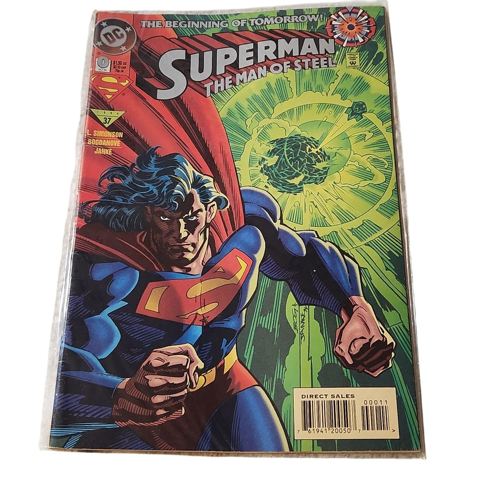 Vintage Superman The Man of Steel #0 DC Comics 1994‎ Comic Book Kryptonite Art